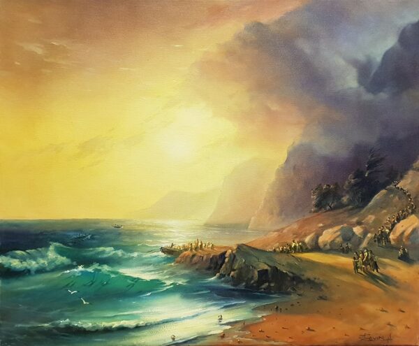 Art Auction: The Island of Crete, Original oil on Canvas, Size 20"x24"