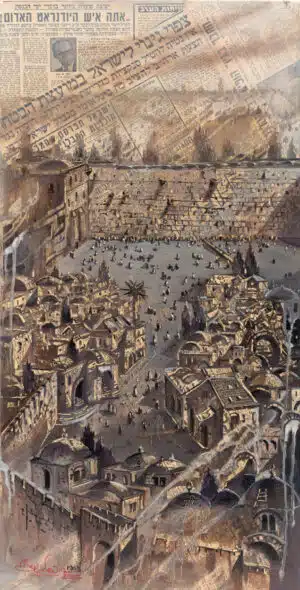 b/w jerusalem painting