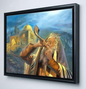 blowing shofar painting