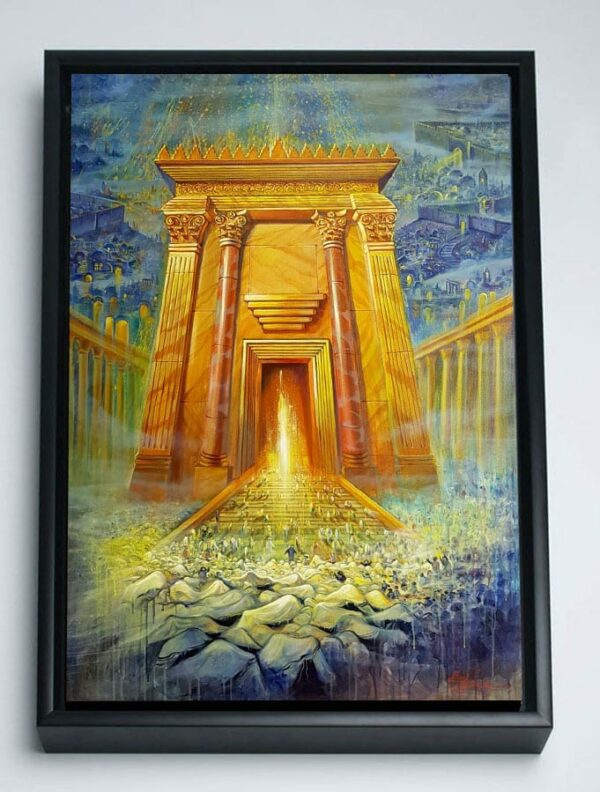 Jewish Art Auction: Light of the Third Jerusalem Temple, Reproduction on Canvas, Size 27"x39" - Image 2