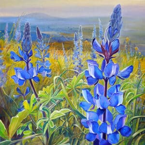 painting of blue flowers