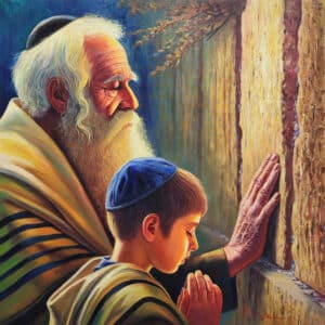 jewish man praying at the kotel