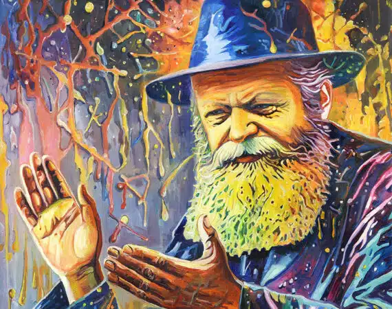 modern painting of rebbe