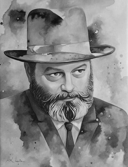 Lubavitcher Rebbe black and white