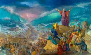 moses crossing the sea painting