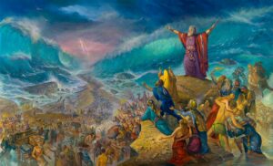 moses crossing the sea painting
