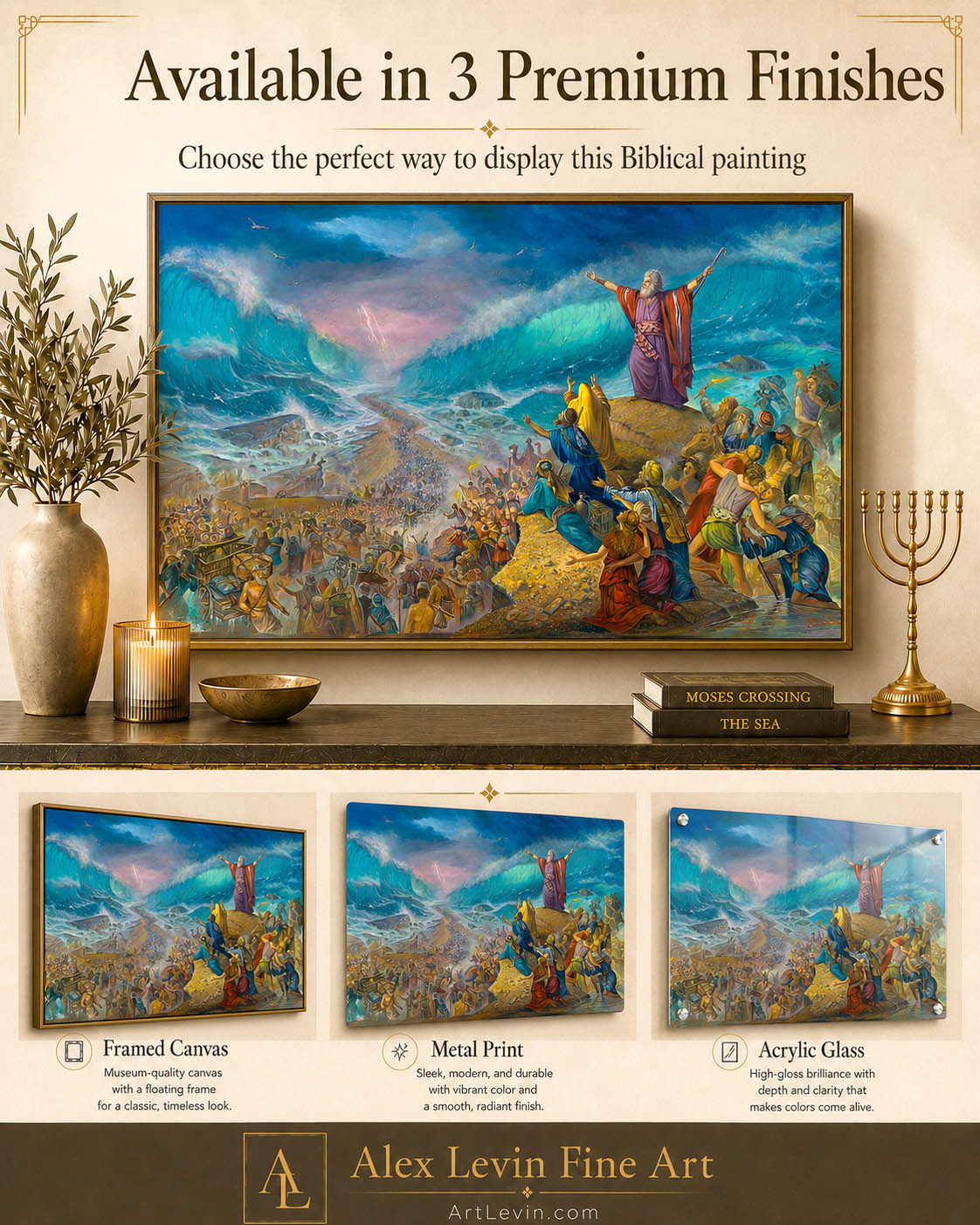 Jewish Painting: Moses crossing the sea by Alex Levin