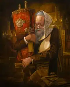 holding torah painting