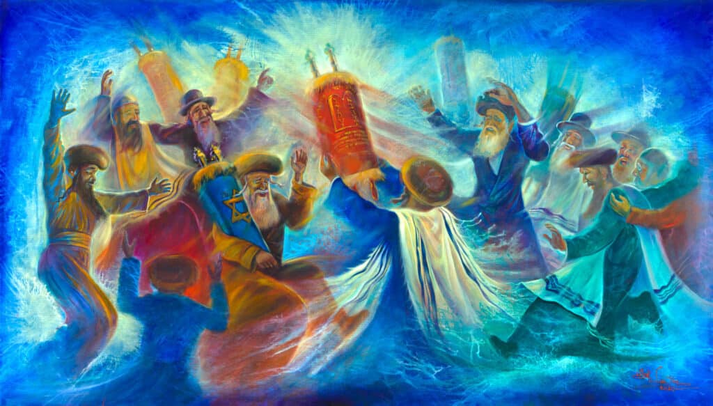 Jewish painting hanukkah lights alex levin
