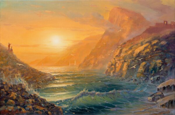 Swim with Lord Byron in the Bay of Poets, Painting by Alex Levin