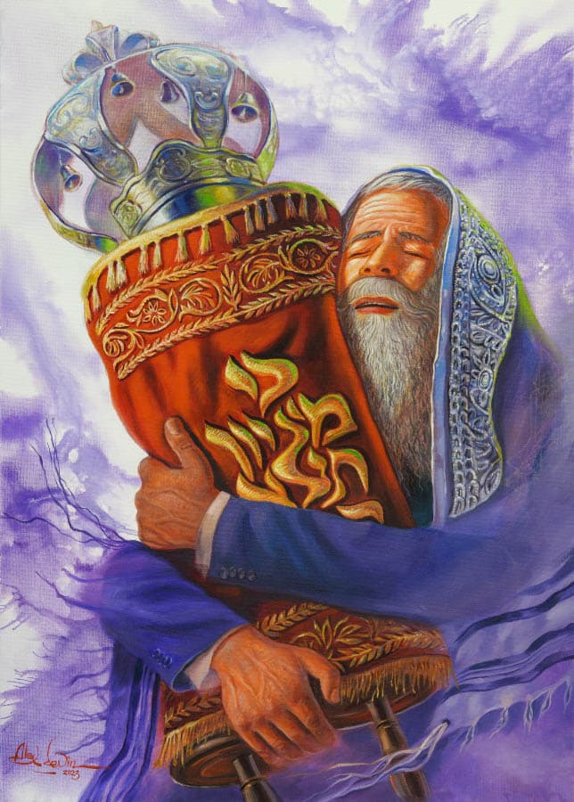 praying with torah painting