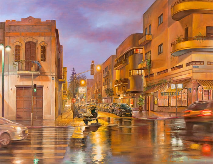 Rain of light in Tel Aviv, Painting by Alex Levin