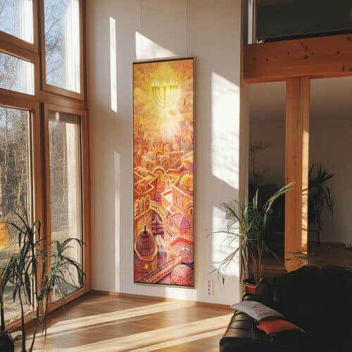 Abstract Jerusalem Painting: The Shining Menorah over Jerusalem - Image 4