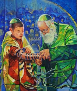 painting of putting tefillin