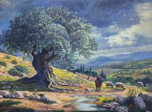 painting of olive tree