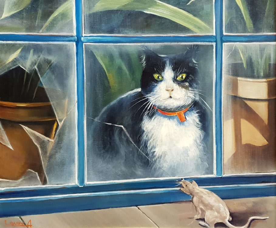 Painting: Behind the shattered glass