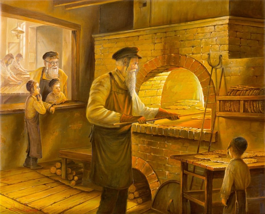 Jewish Painting making matzah