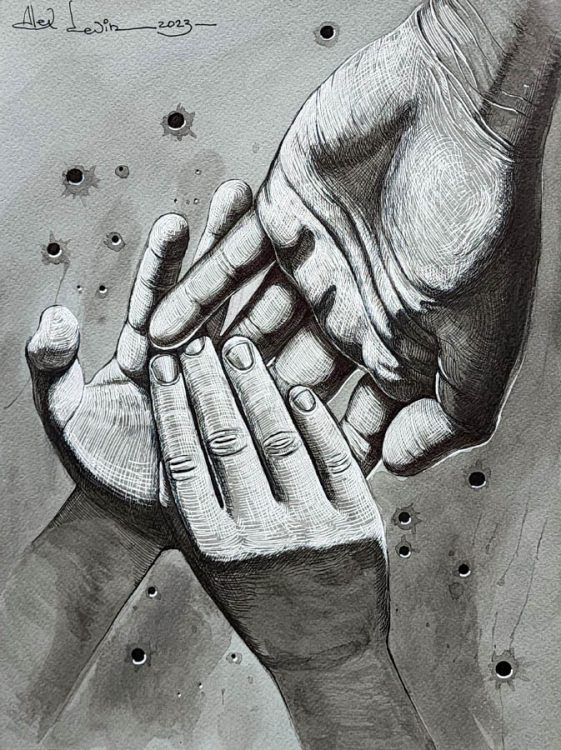painting of hands