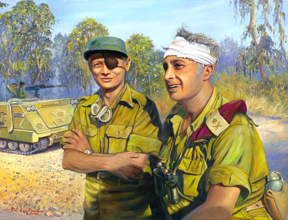 Moshe Dayan and Ariel Sharon