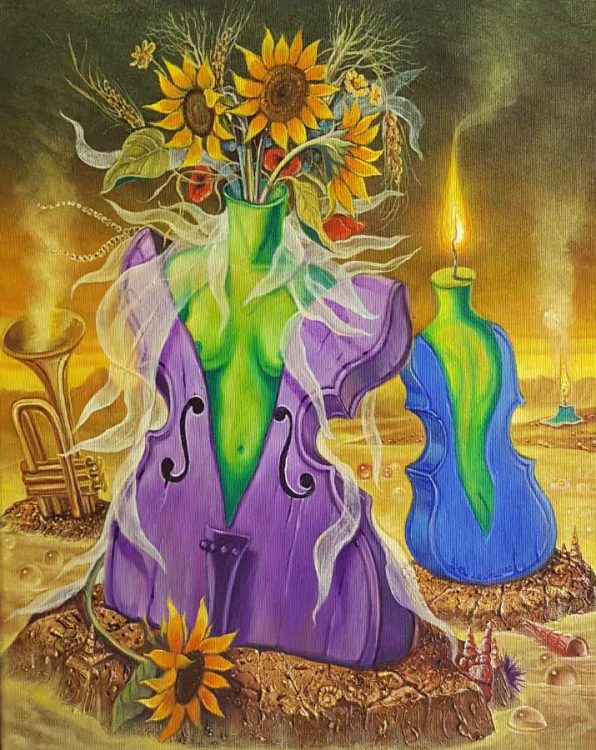 surrealism painting about music