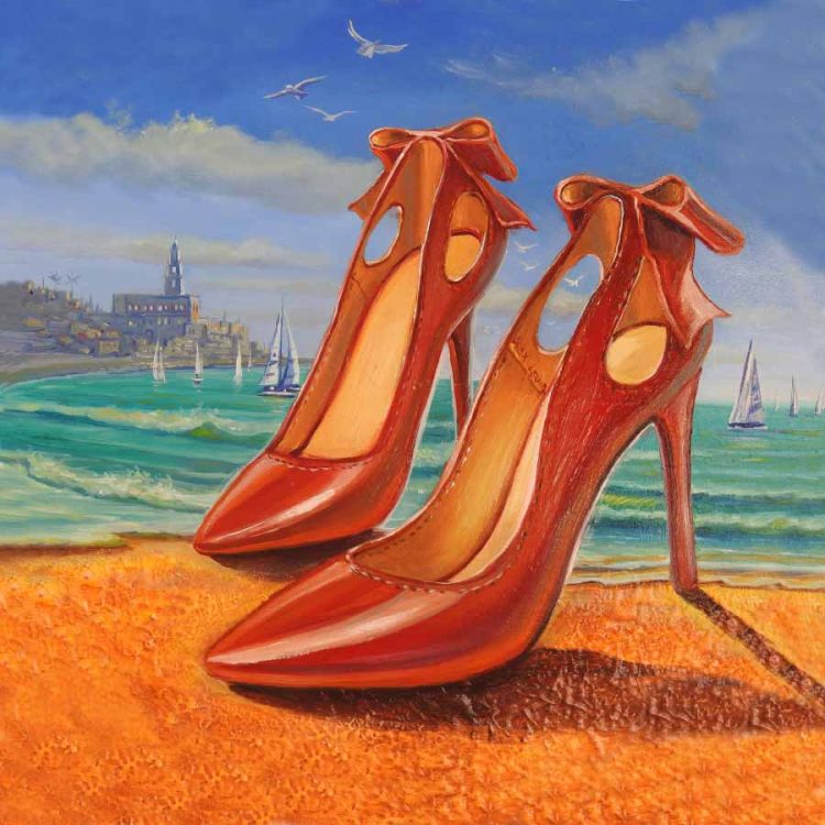 Red shoes painting