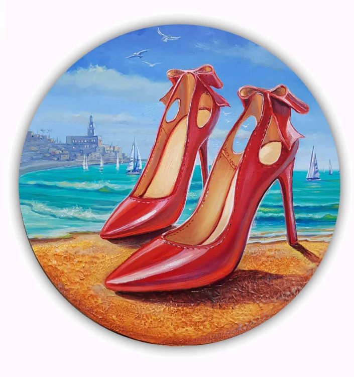red shoes painting