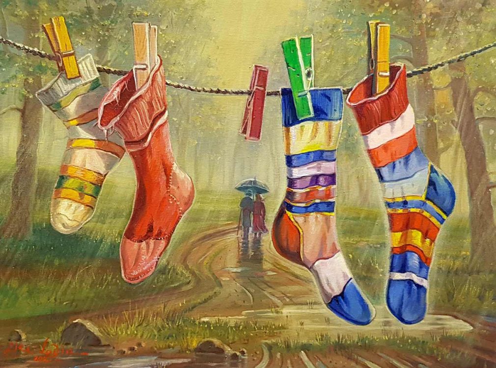 painting of socks