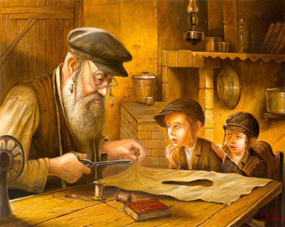 Jewish Painting of man and kids