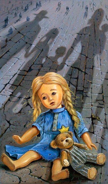 The story of the window and lonely toy from Poland, Painting by Alex Levin