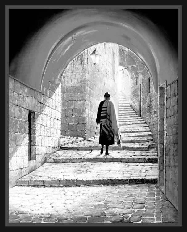 Jerusalem street black and white