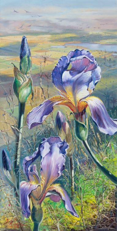 View from Rosh Pina to Hula Valley, Painting by Alex Levin