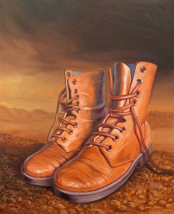 painting of soldiers boots