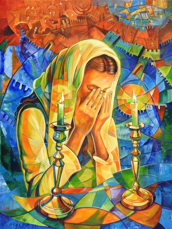 women lighting shabbat candles