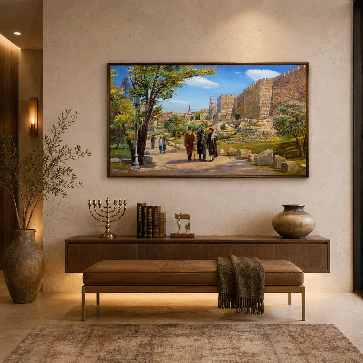 Jerusalem Painting: Sabbath walk by the David's Tower in Jerusalem