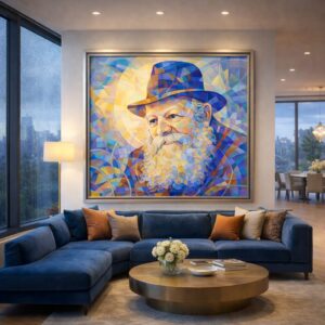 painting of rebbe in the room